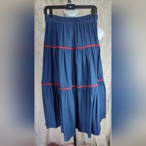 Vivaldi Denim Skirt accent red